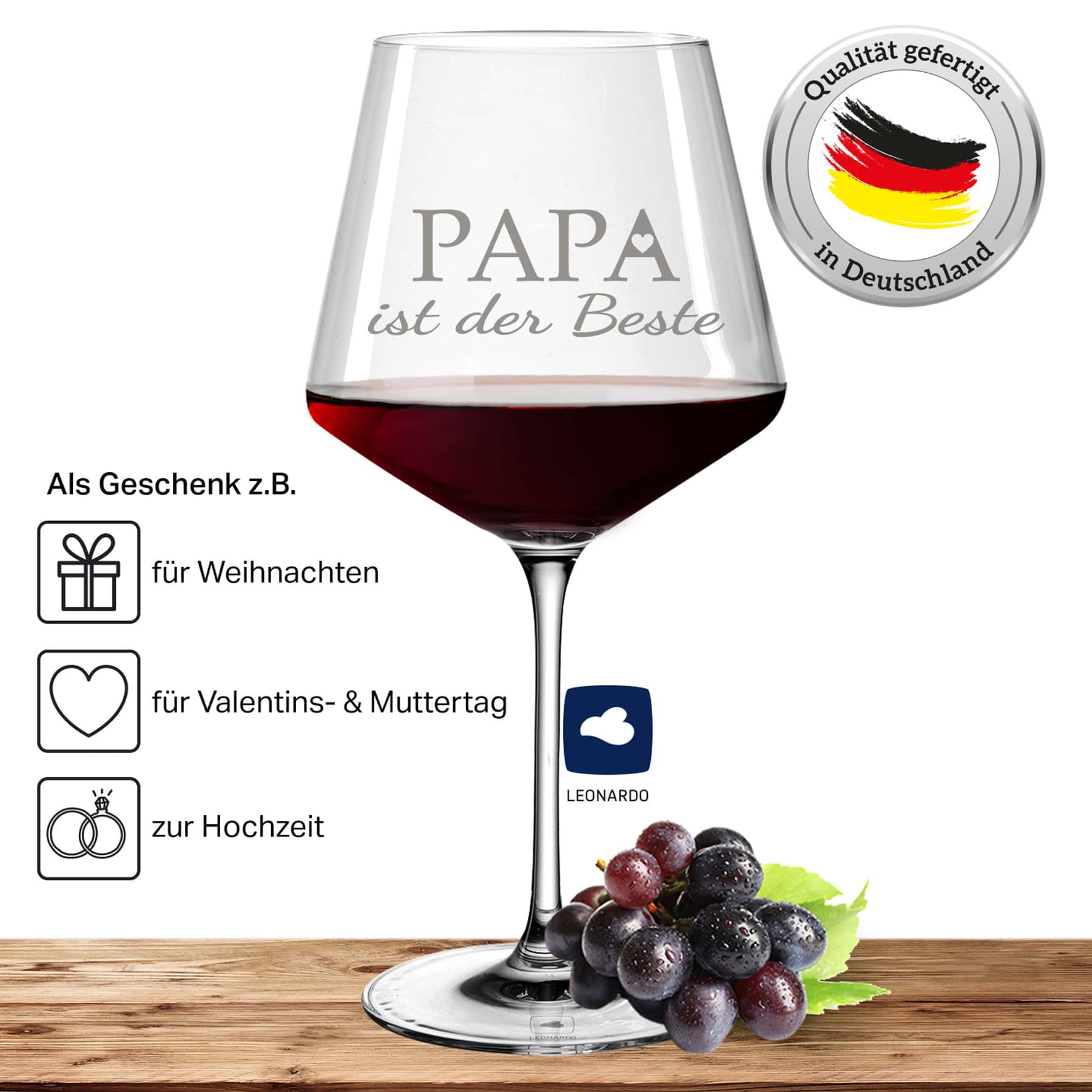 Leonardo Burgunderglas Rotweinglas PUCCINI 730ml (Papa ist der Beste)