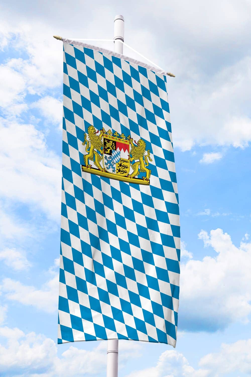 Bayern-Bannerfahne mit Löwen-Wappen (Raute)