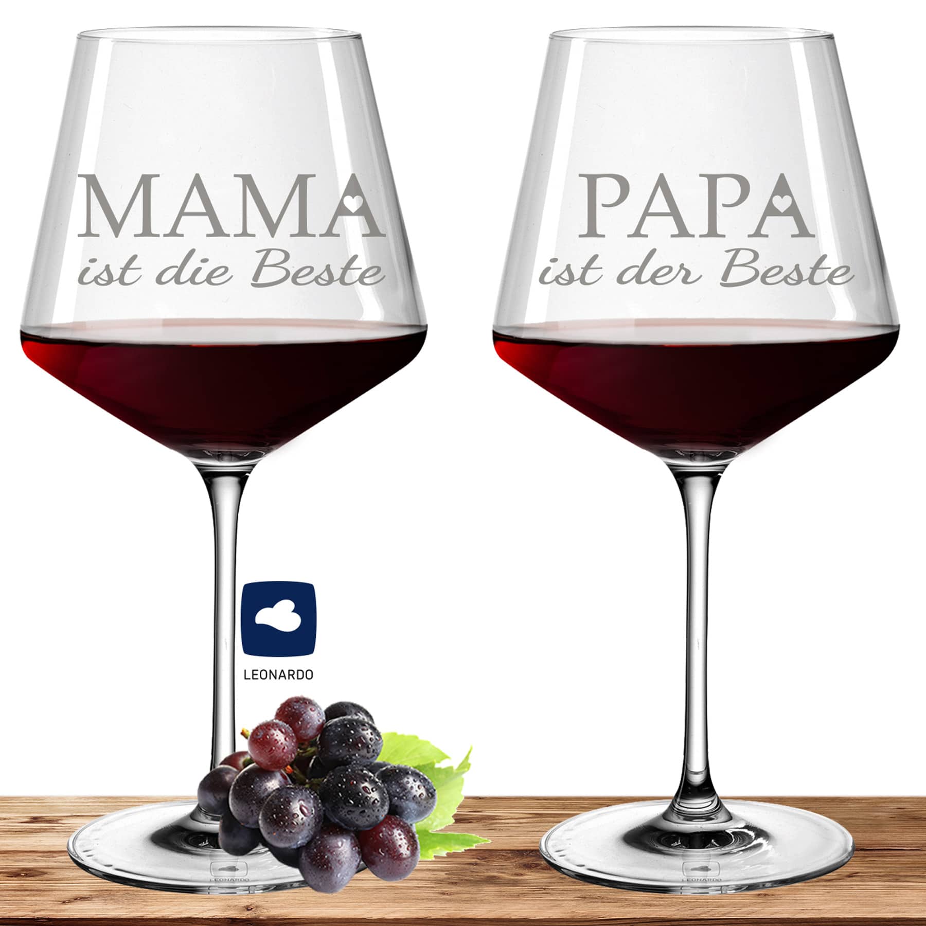 Leonardo Burgunderglas Rotweinglas Paar PUCCINI 730ml (Mama & Papa)