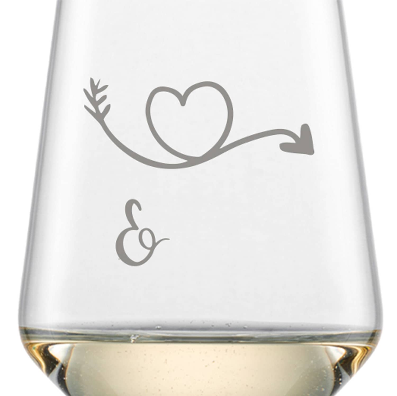 Schott Zwiesel Riesling Weißweinglas PURE mit Namen oder Wunschtext graviert (Herzpfeil)