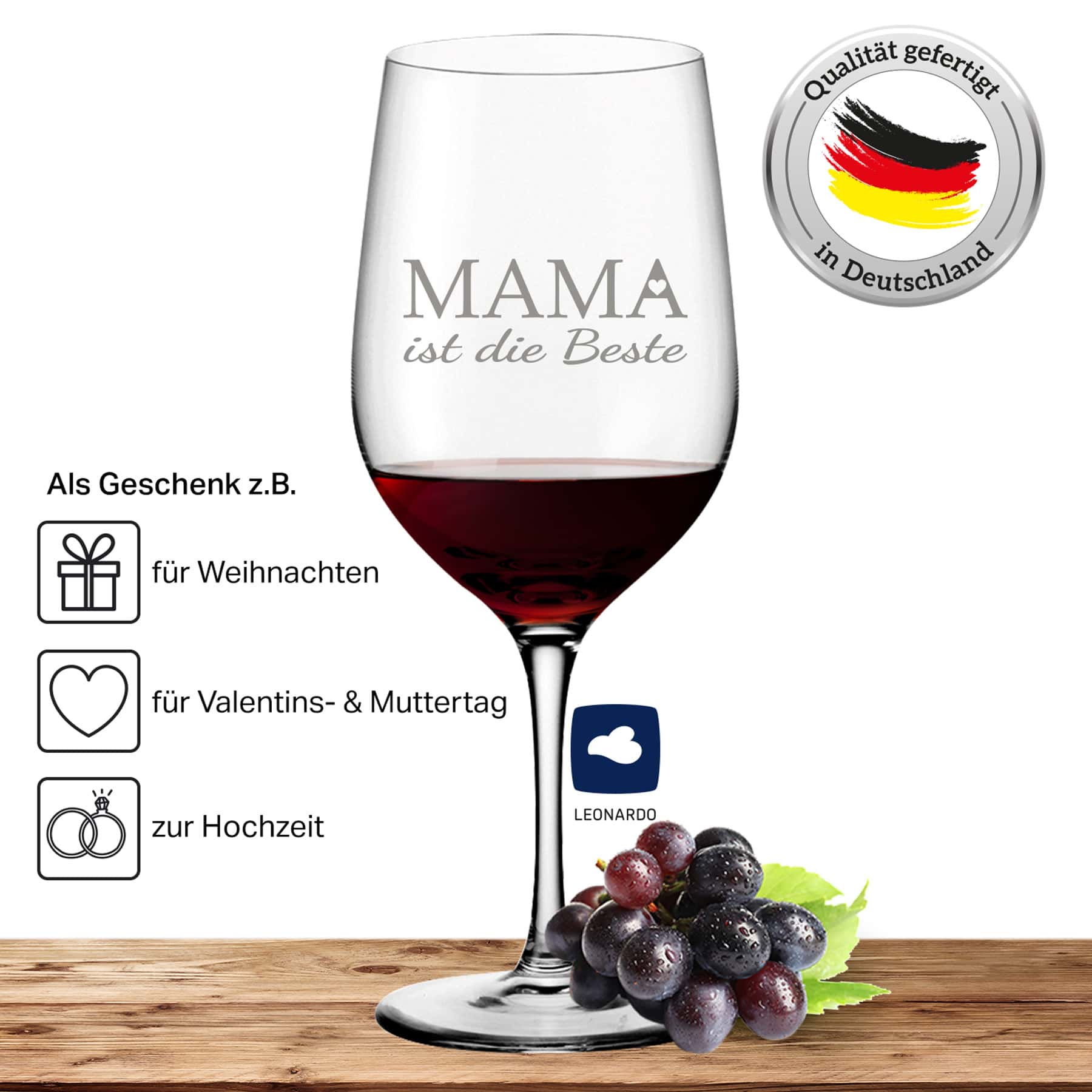 Leonardo Rotweinglas 610ml Ciao+ "Mama ist die Beste"