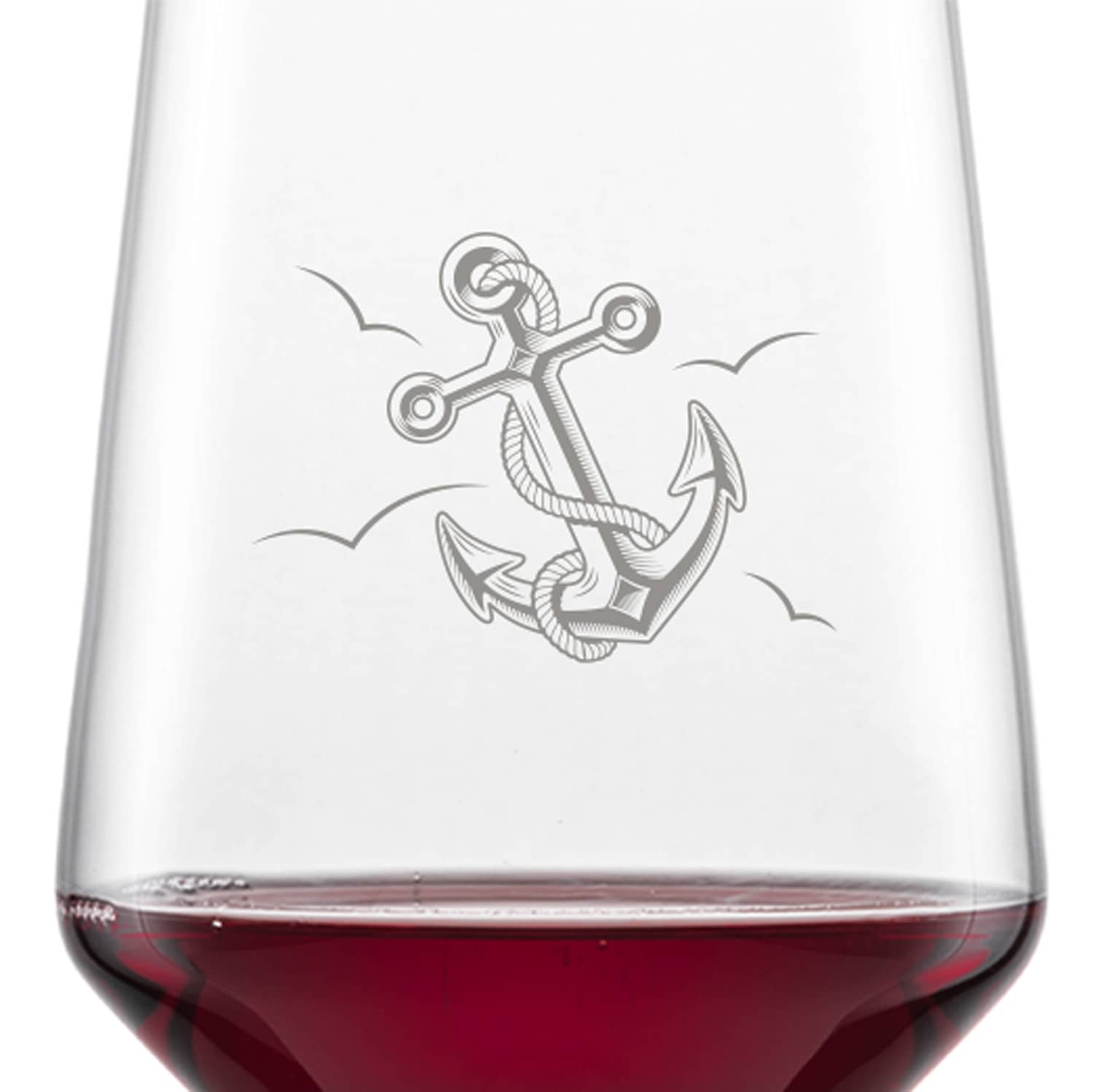 Schott Zwiesel Bordeaux Rotweinglas PURE mit Namen oder Wunschtext graviert (Anker)