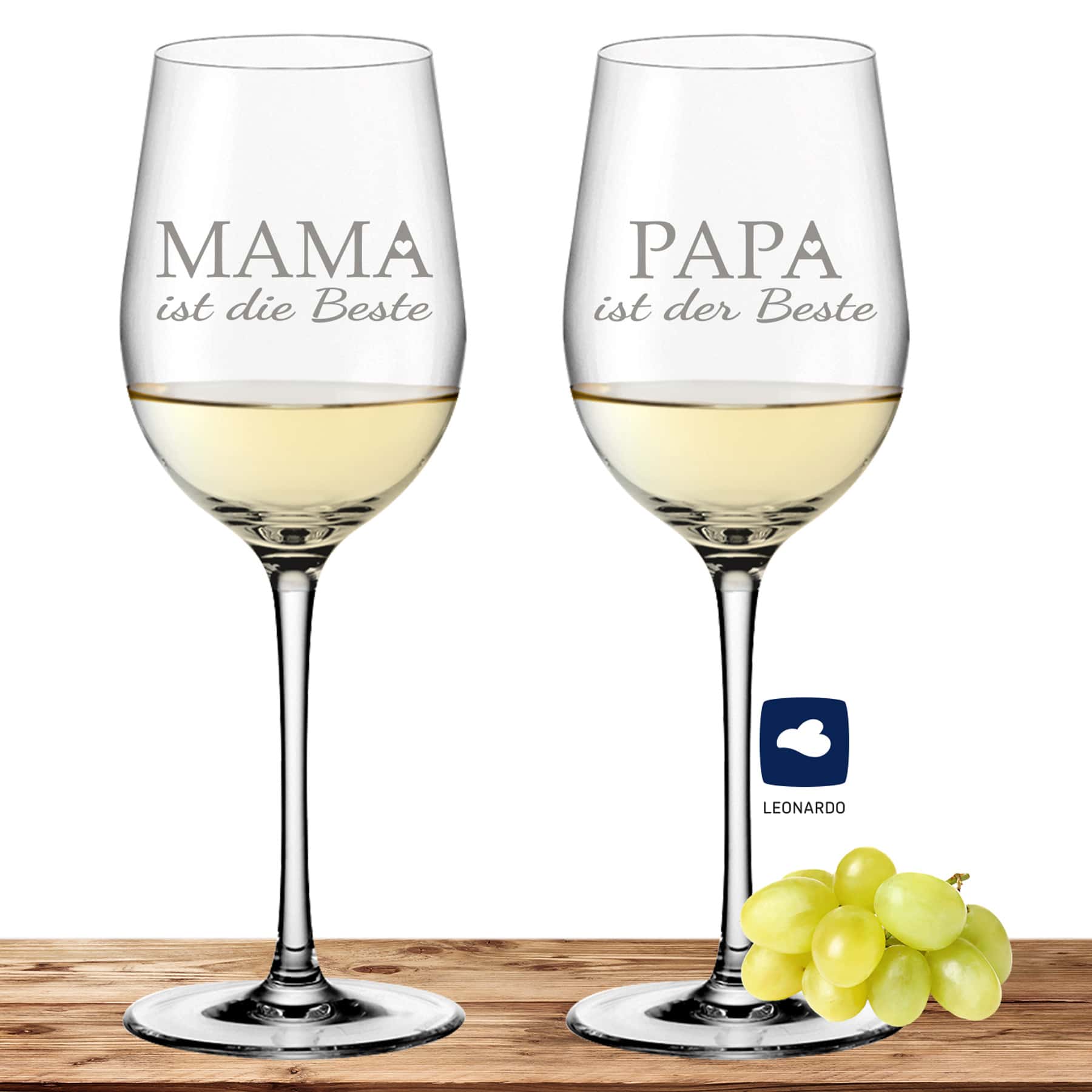 Leonardo Weißweinglas 370ml Ciao+ mit Motiv "Mama & Papa"