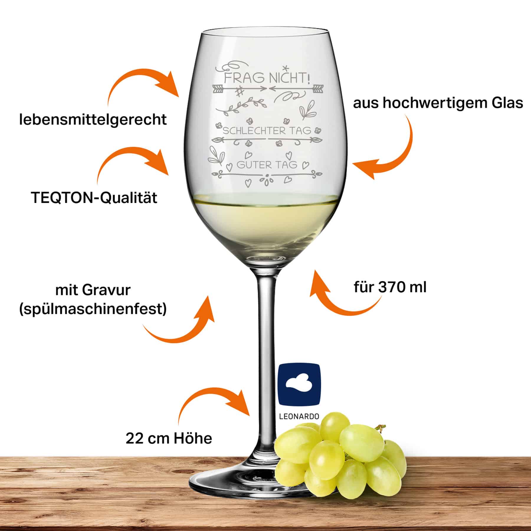 Leonardo Weißweinglas DAILY 370ml "Guter Tag Schlechter Tag FRAG NICHT!"