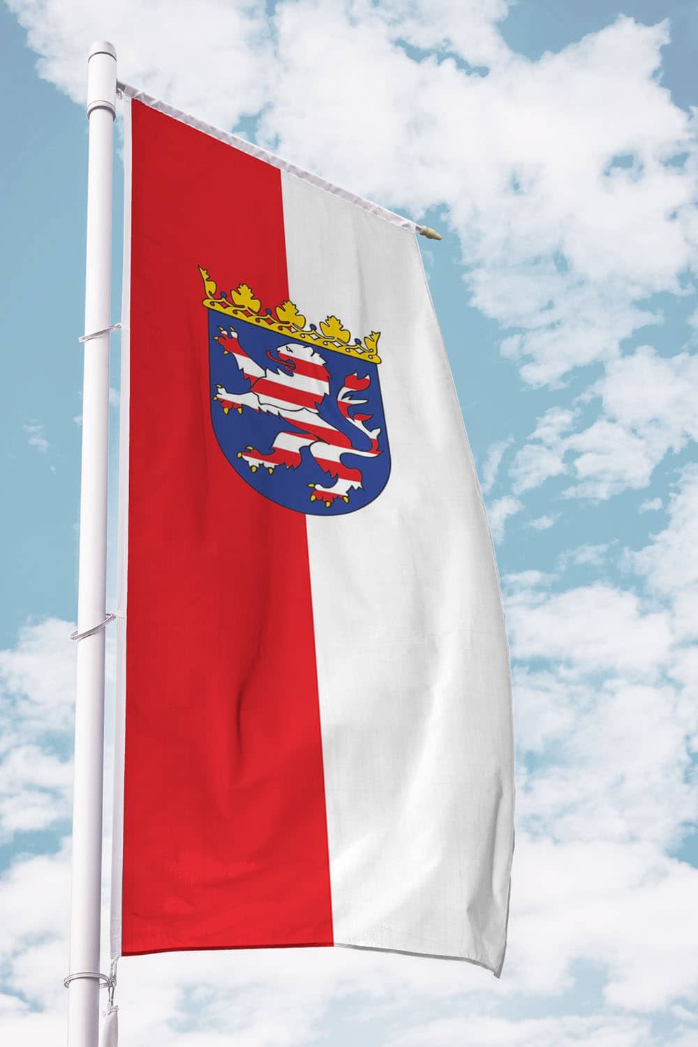 Hessen-Fahne-Ausleger Hochformat mit Wappen