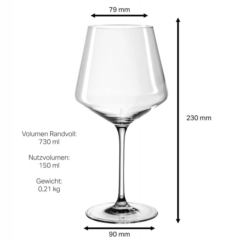 2x Leonardo Burgunderglas Rotweinglas XL mit Namen oder Wunschtext graviert, 730ml, PUCCINI, personalisiertes Premium Weinglas in Gastroqualität, (Barock 01)