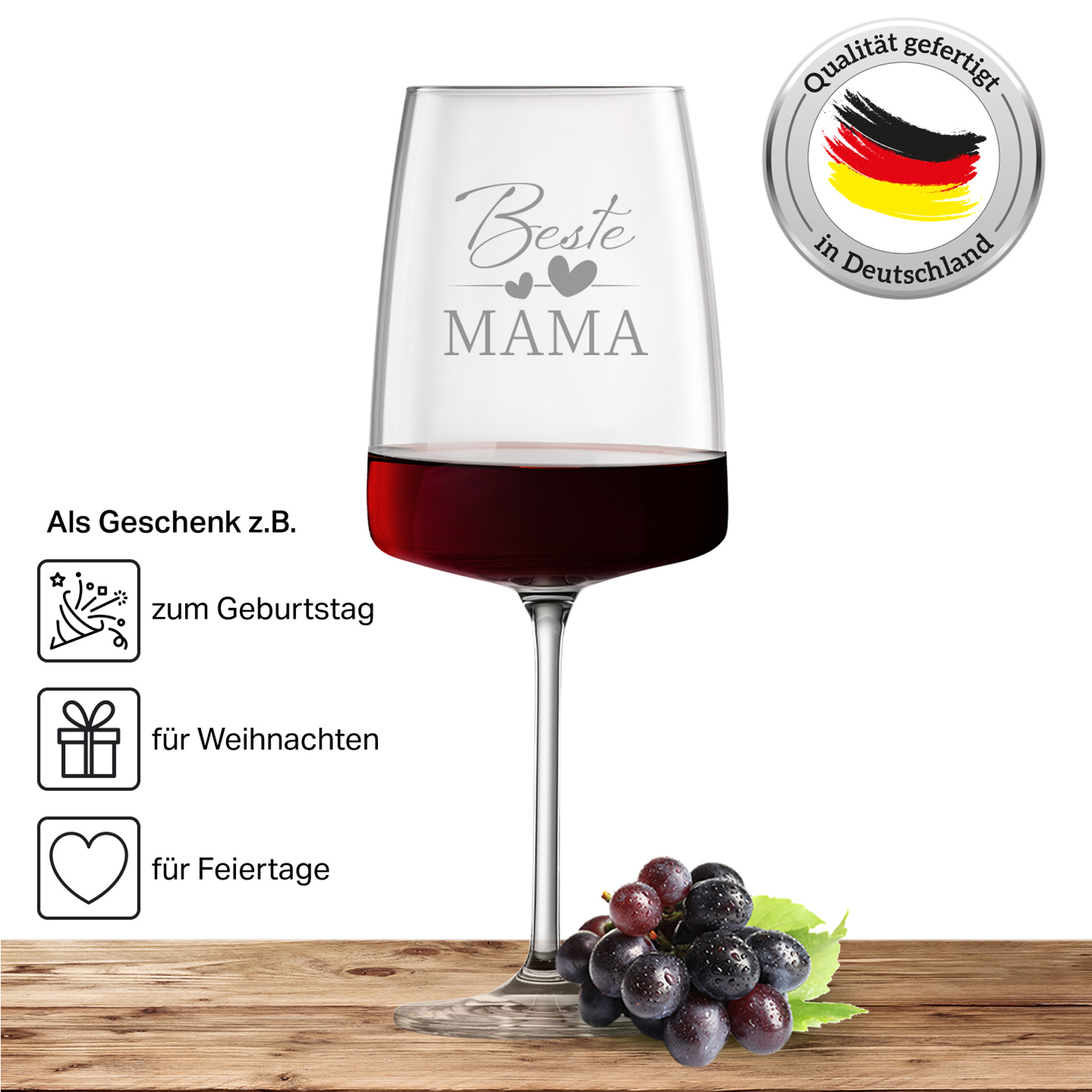 Weinglas Schott Zwiesel Rotweinglas VIVID SENSES 660ml "Beste Mama"