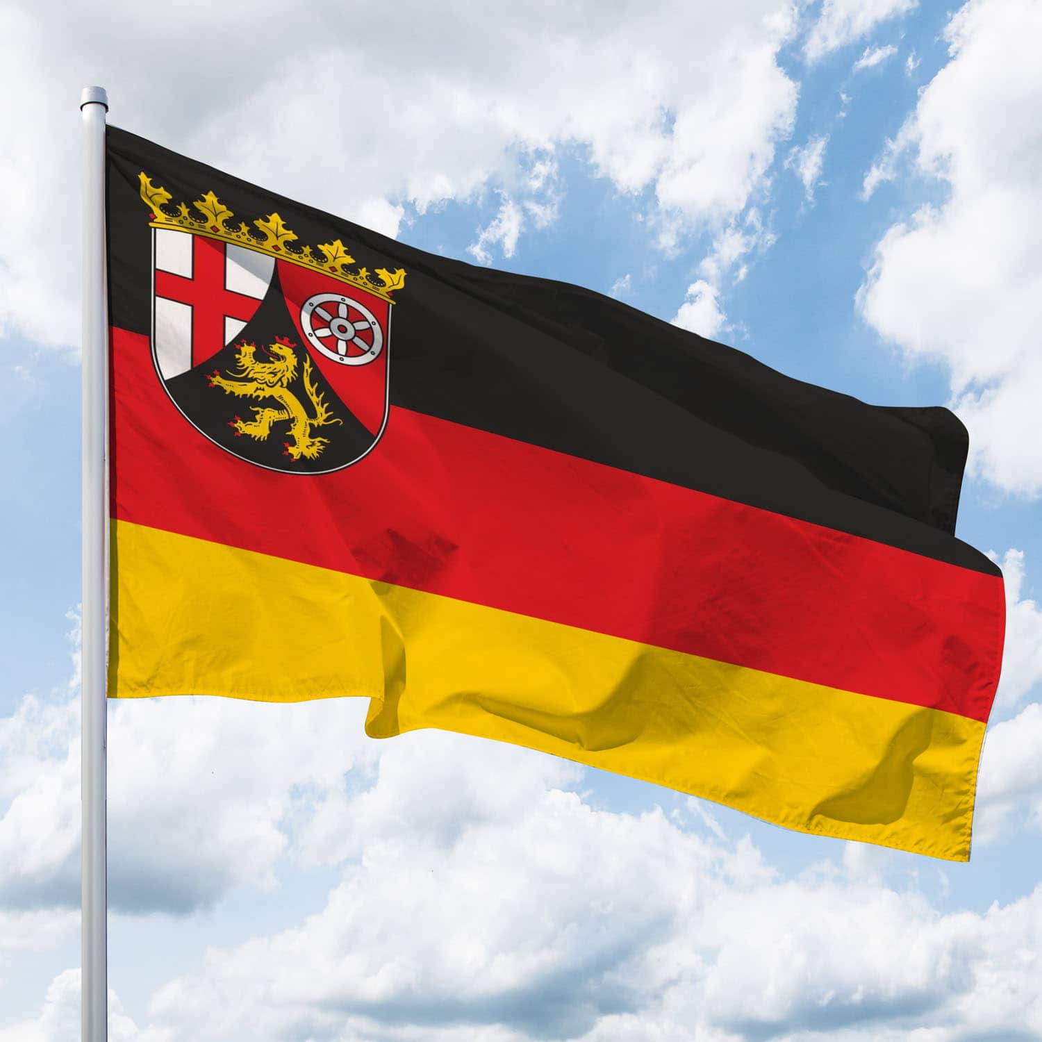 Rheinland-Pfalz-Hissflagge Quer mit Wappen