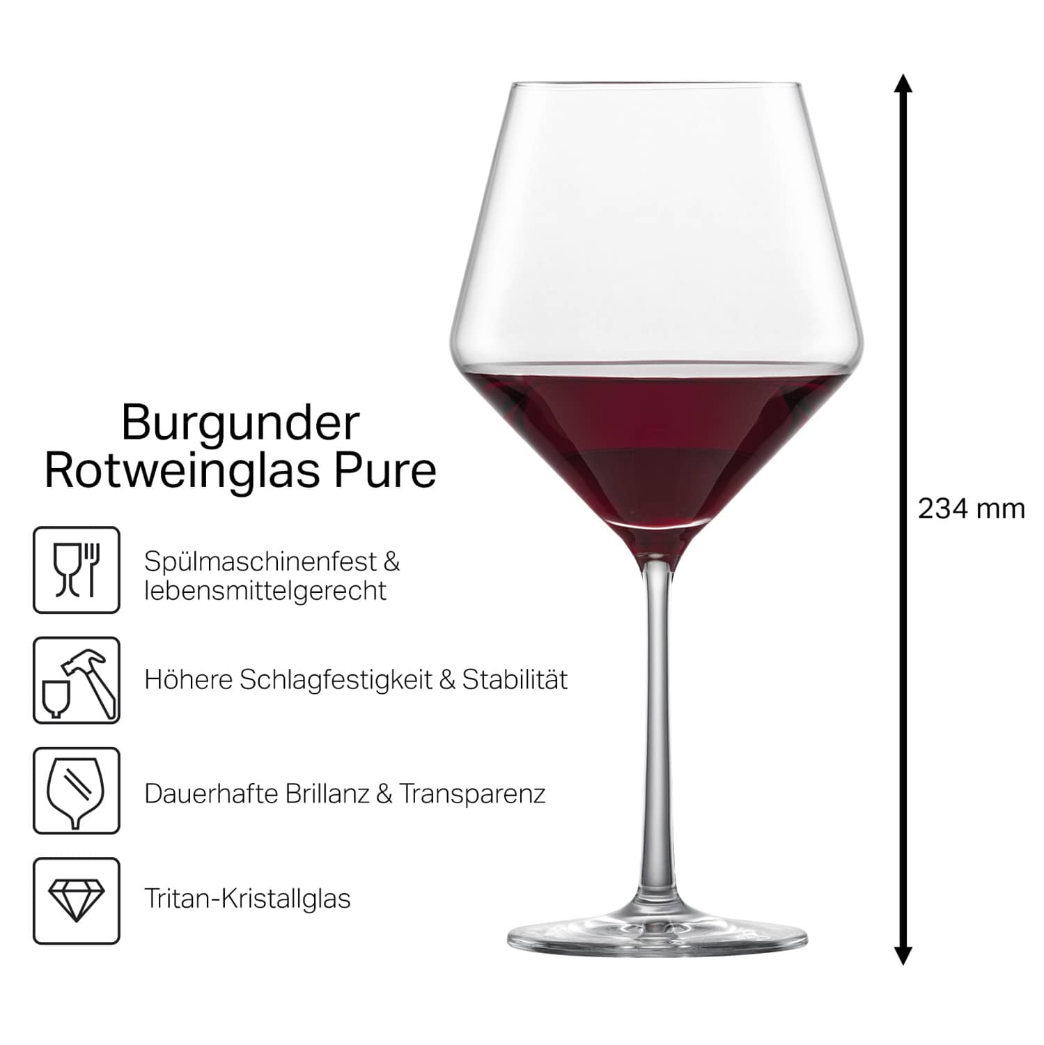 2x Schott Zwiesel Burgunderglas Rotweinglas PURE mit Namen oder Wunschtext graviert (Verzierung 01)