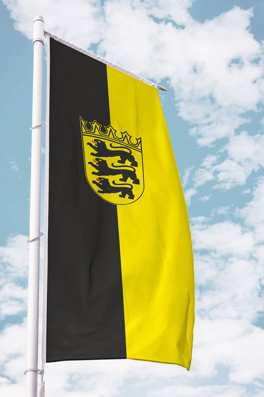 Baden-Württemberg-Fahne für Ausleger Hochformat mit Wappen