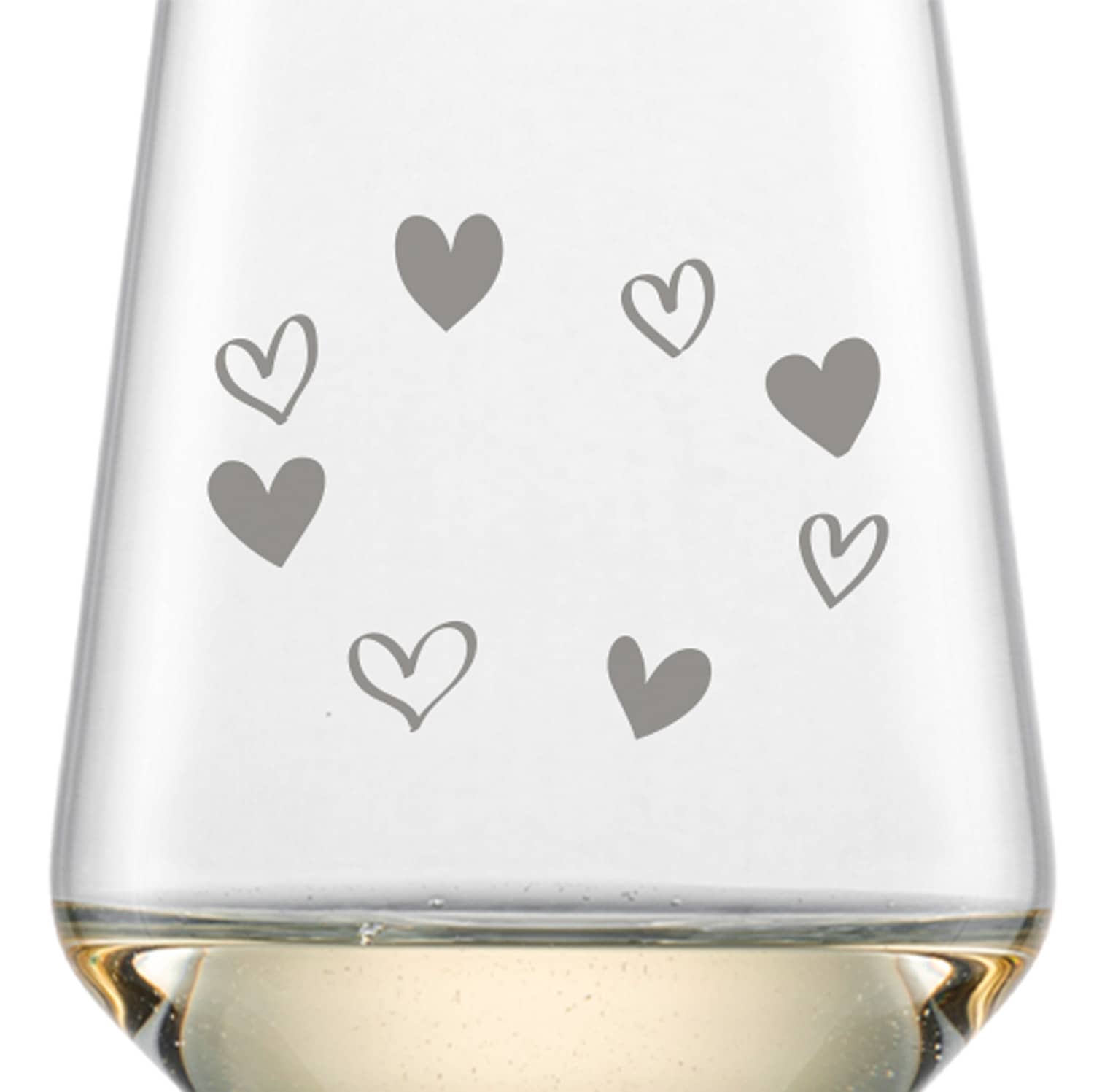 Schott Zwiesel Riesling Weißweinglas PURE mit Namen oder Wunschtext graviert (Herzkreis)