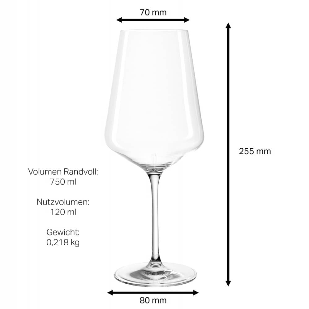 Leonardo Rotweinglas PUCCINI 750ml mit Namen oder Wunschtext graviert (Weinrebe)