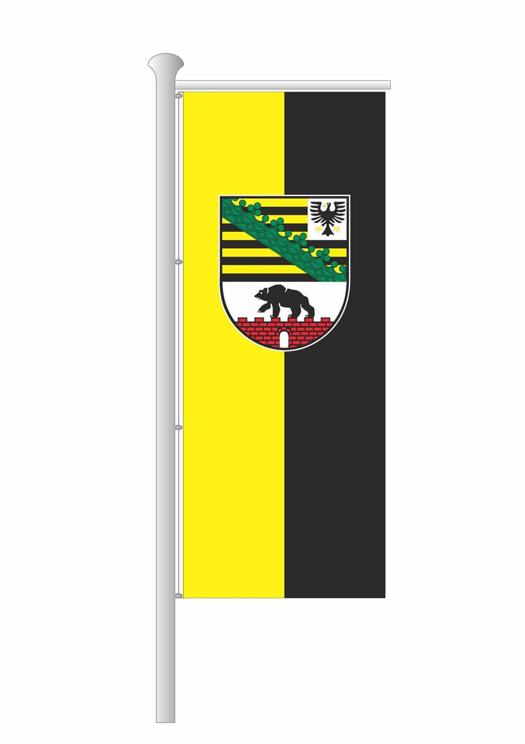 Sachsen-Anhalt-Fahne-Ausleger Hochformat mit Wappen