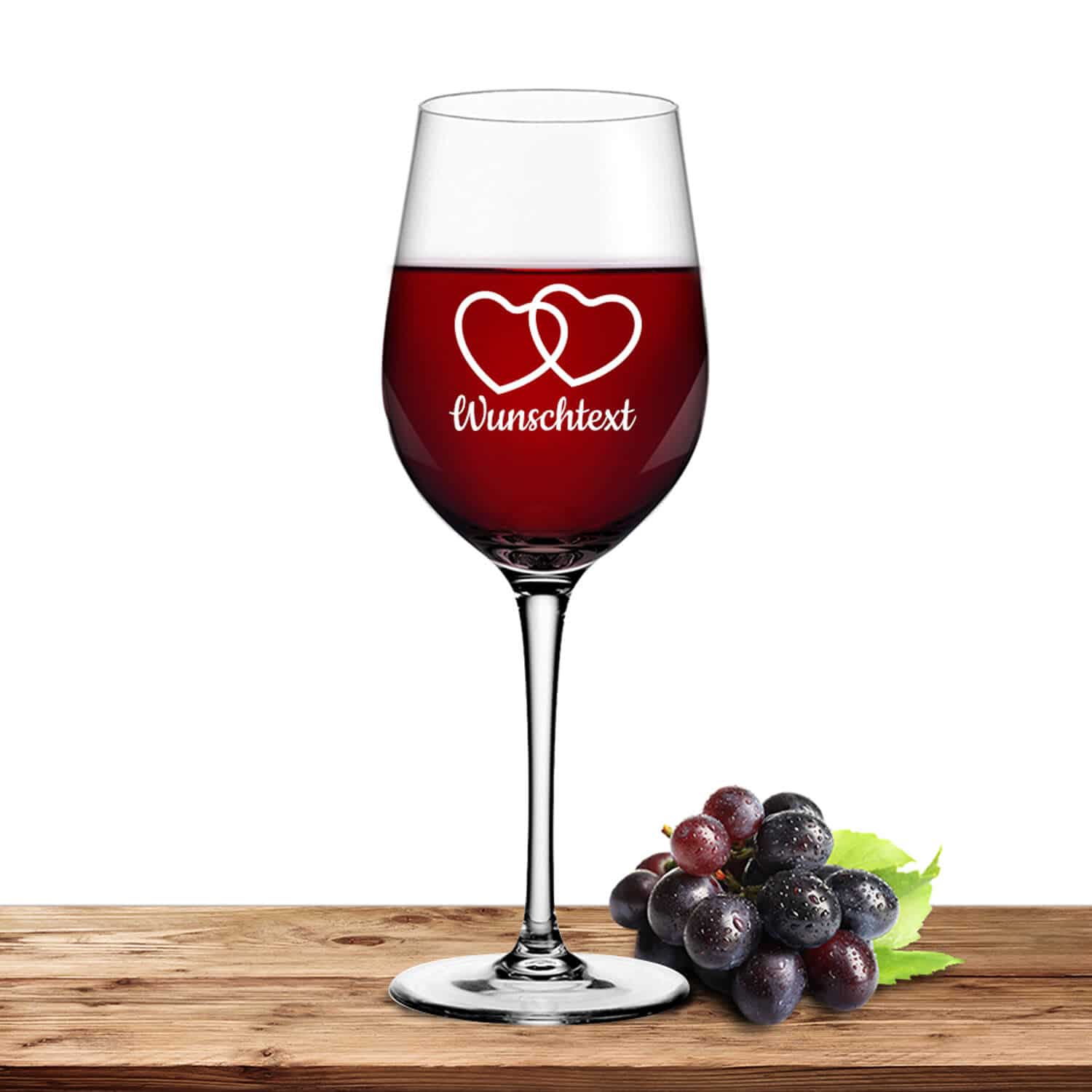 Leonardo Rotweinglas 430ml Ciao+ für Valentinstag "Herzpaar" mit Name oder Wunschtext