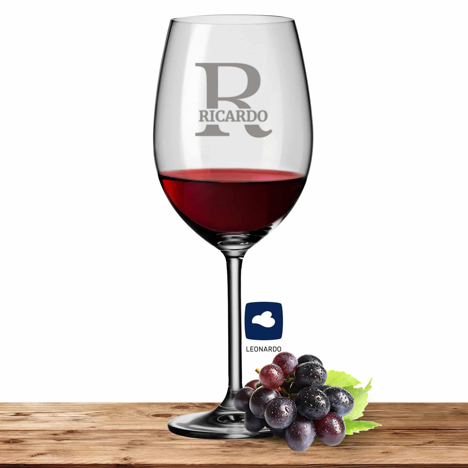 Leonardo Bordeauxglas Rotweinglas DAILY 640ml mit Namen oder Wunschtext graviert (Initialen)