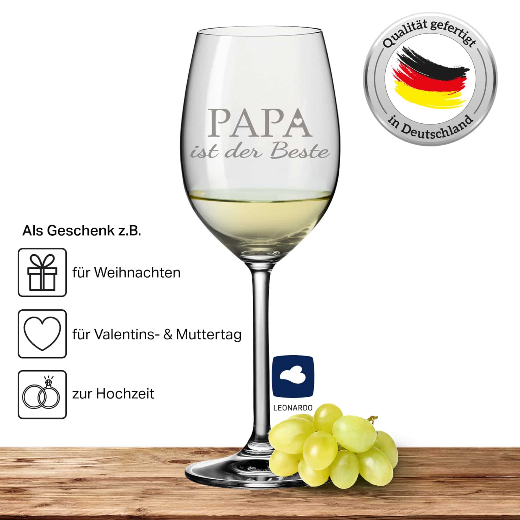 Leonardo Weißweinglas DAILY 370ml "Papa ist der Beste"