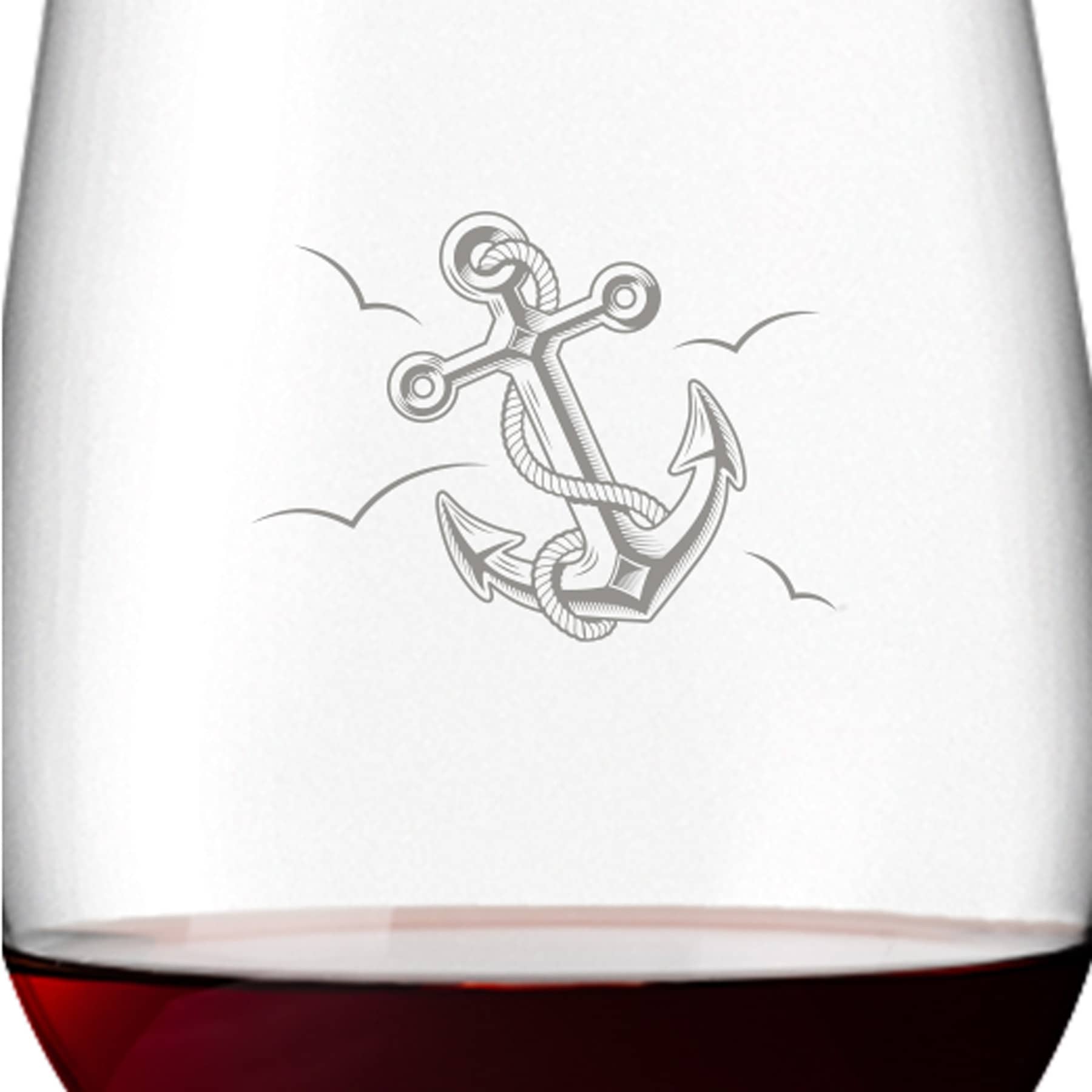 Leonardo Rotweinglas 430ml Ciao+ mit Motiv "Anker" mit Name oder Wunschtext