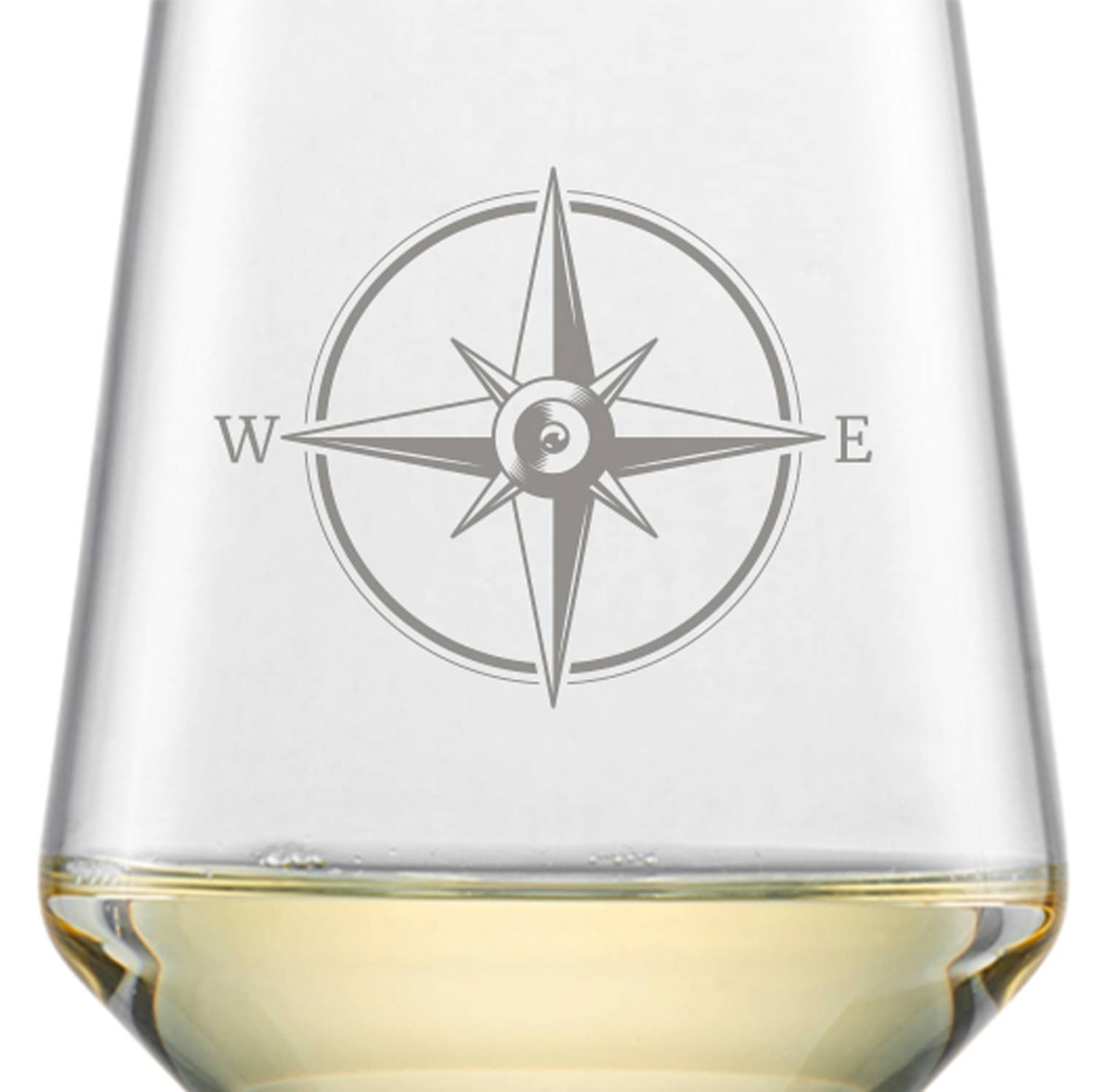 Schott Zwiesel Sauvignon Weißweinglas PURE mit Namen oder Wunschtext graviert (Kompass)