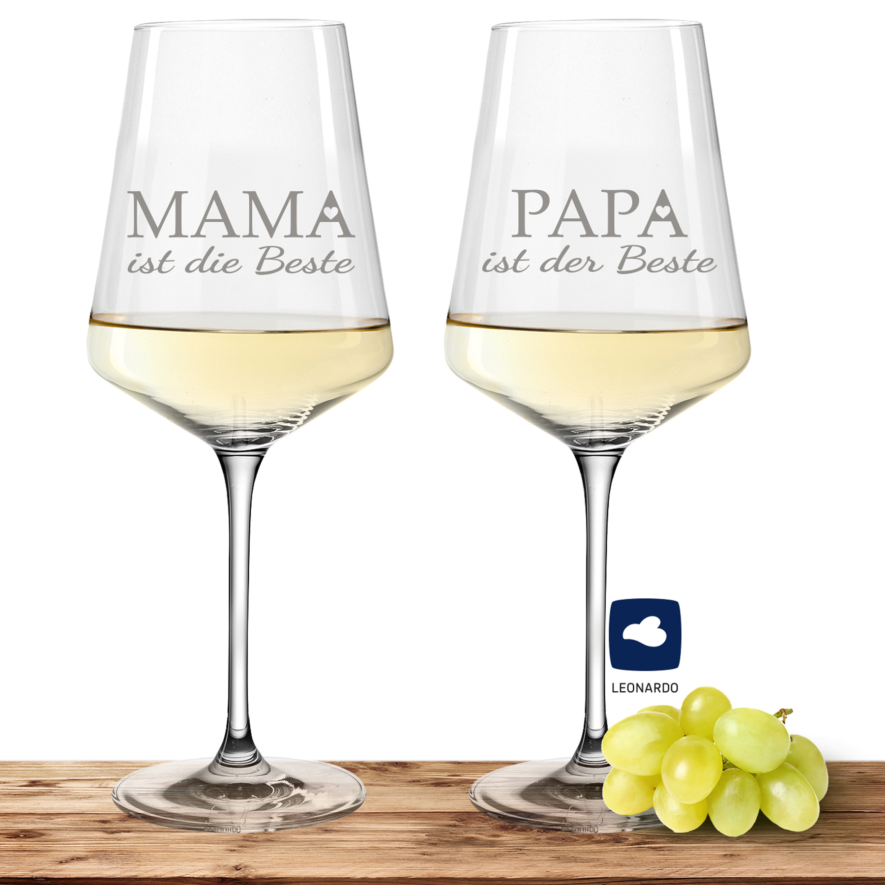 Leonardo Weißweinglas Paar PUCCINI 560ml "Mama & Papa"
