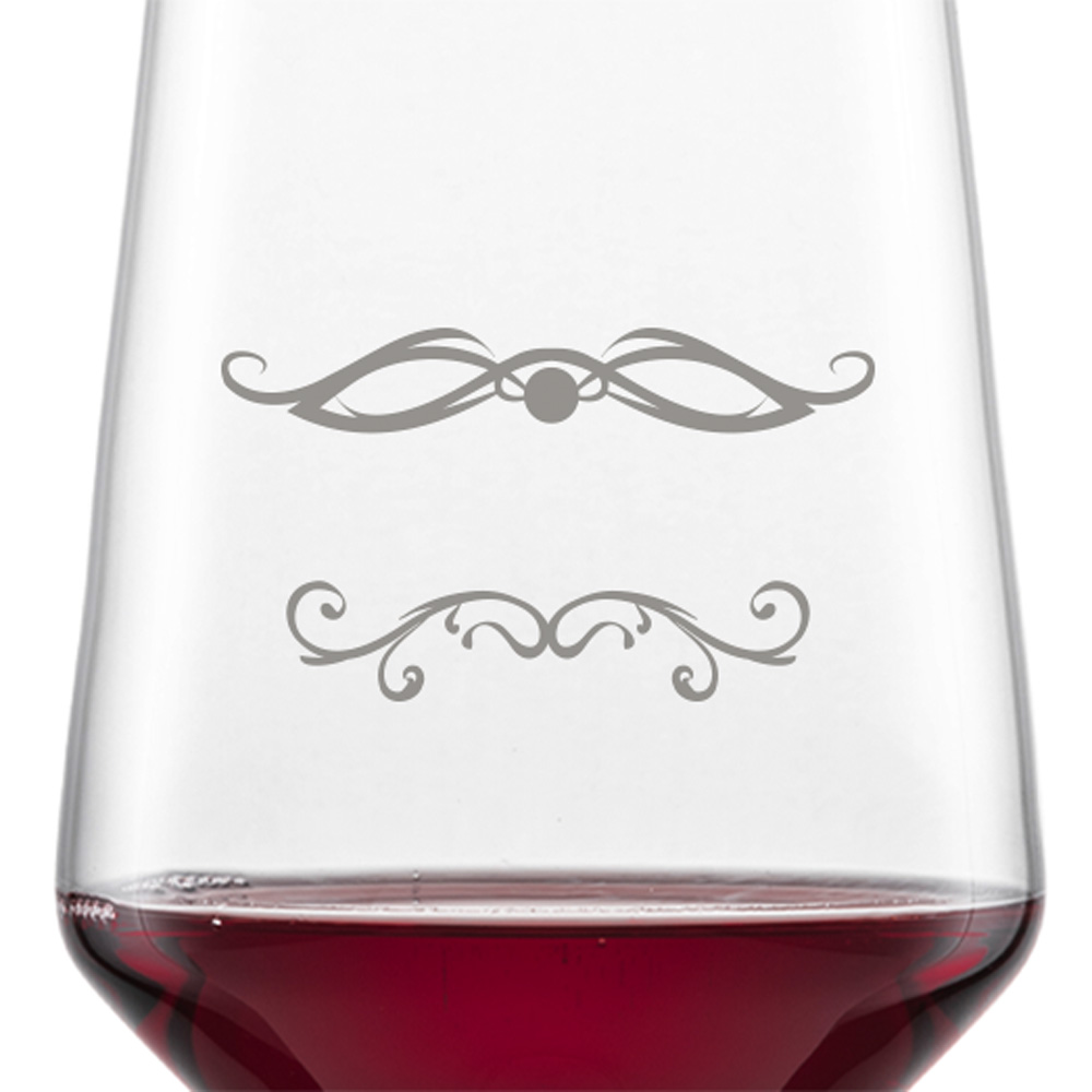 2x Schott Zwiesel Bordeaux Rotweinglas PURE mit Namen oder Wunschtext graviert (Barock 01)