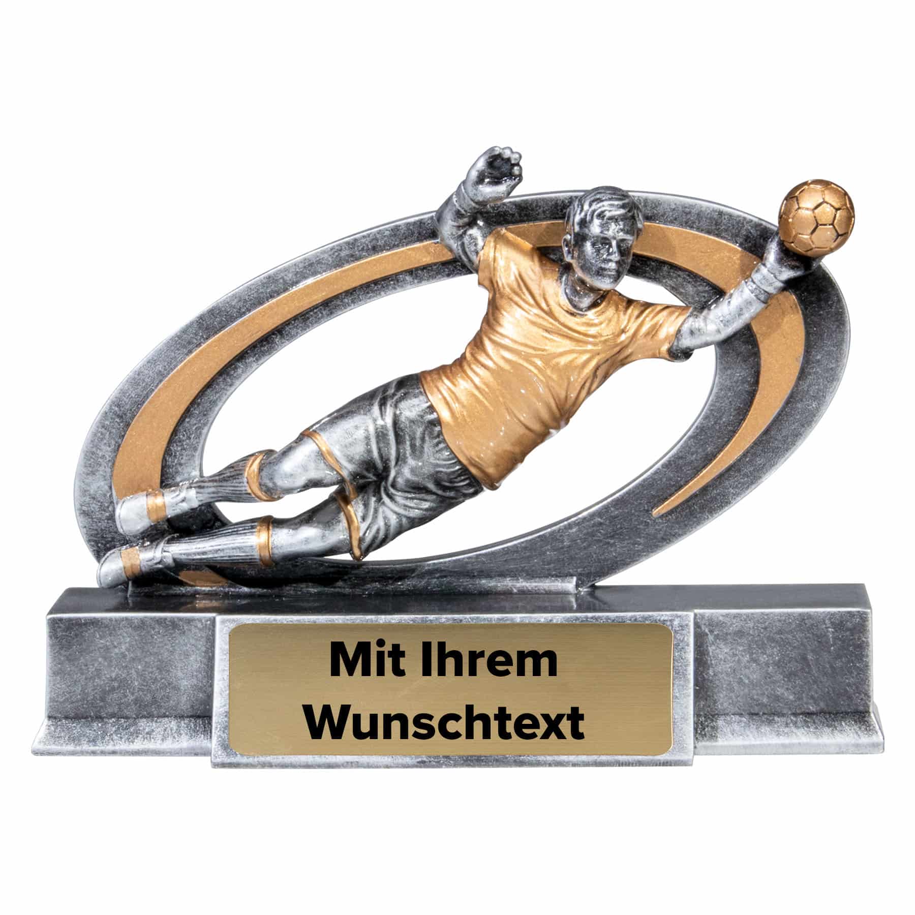 Trophäe Fußball Torwart 39739 silber/gold