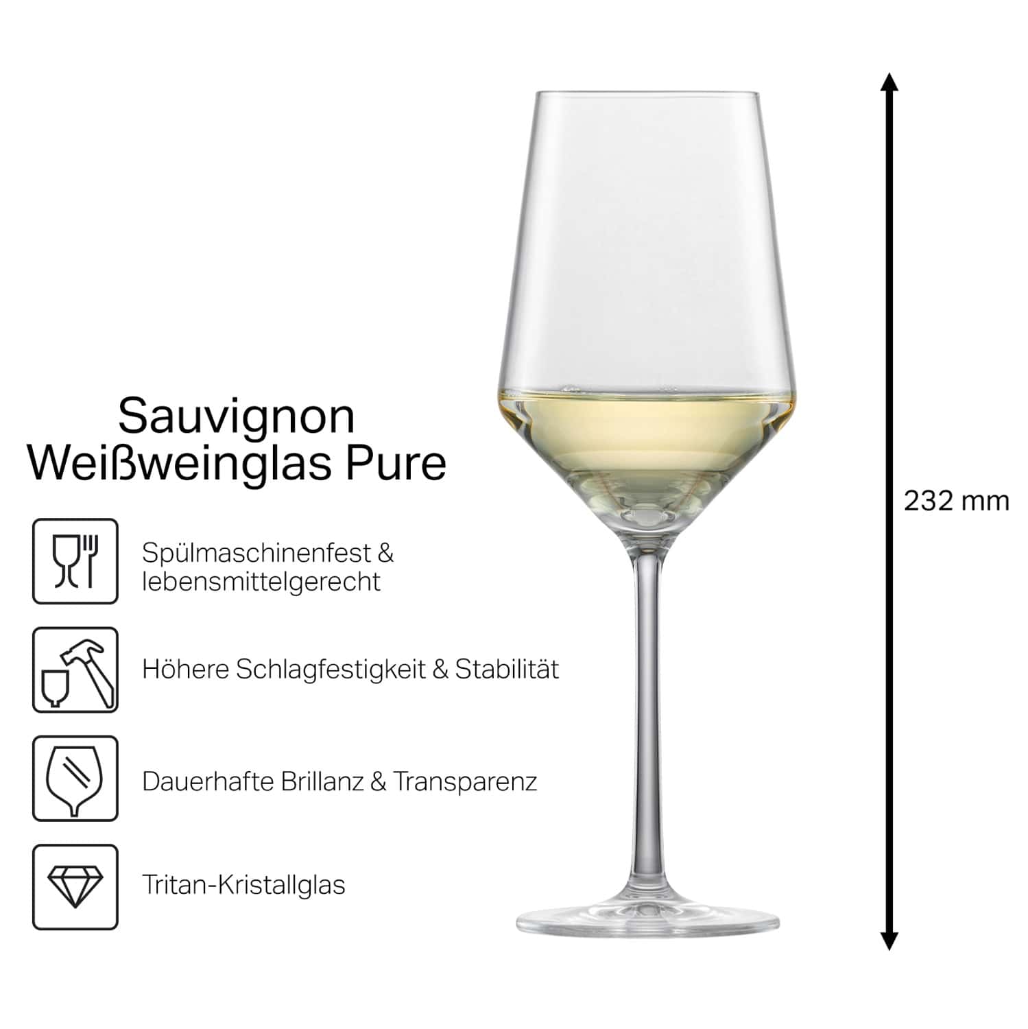 Schott Zwiesel Sauvignon Weißweinglas PURE mit Namen oder Wunschtext graviert (3 Herzen)