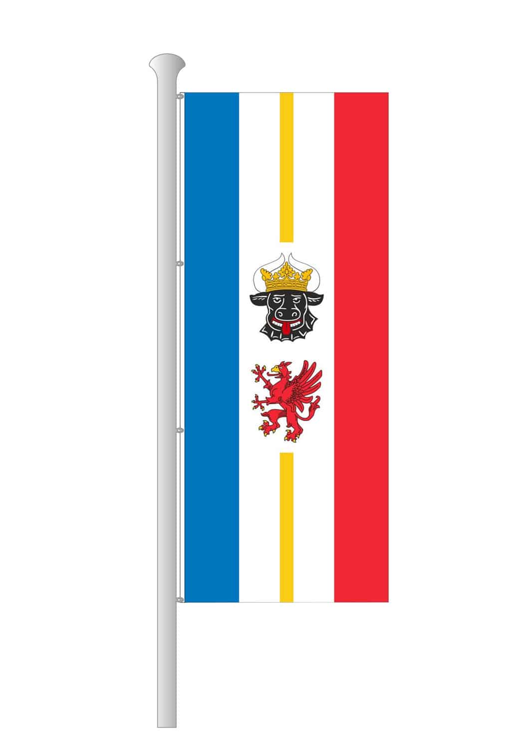 Mecklenburg-Vorpommern-Hissfahne Hochformat mit Wappen