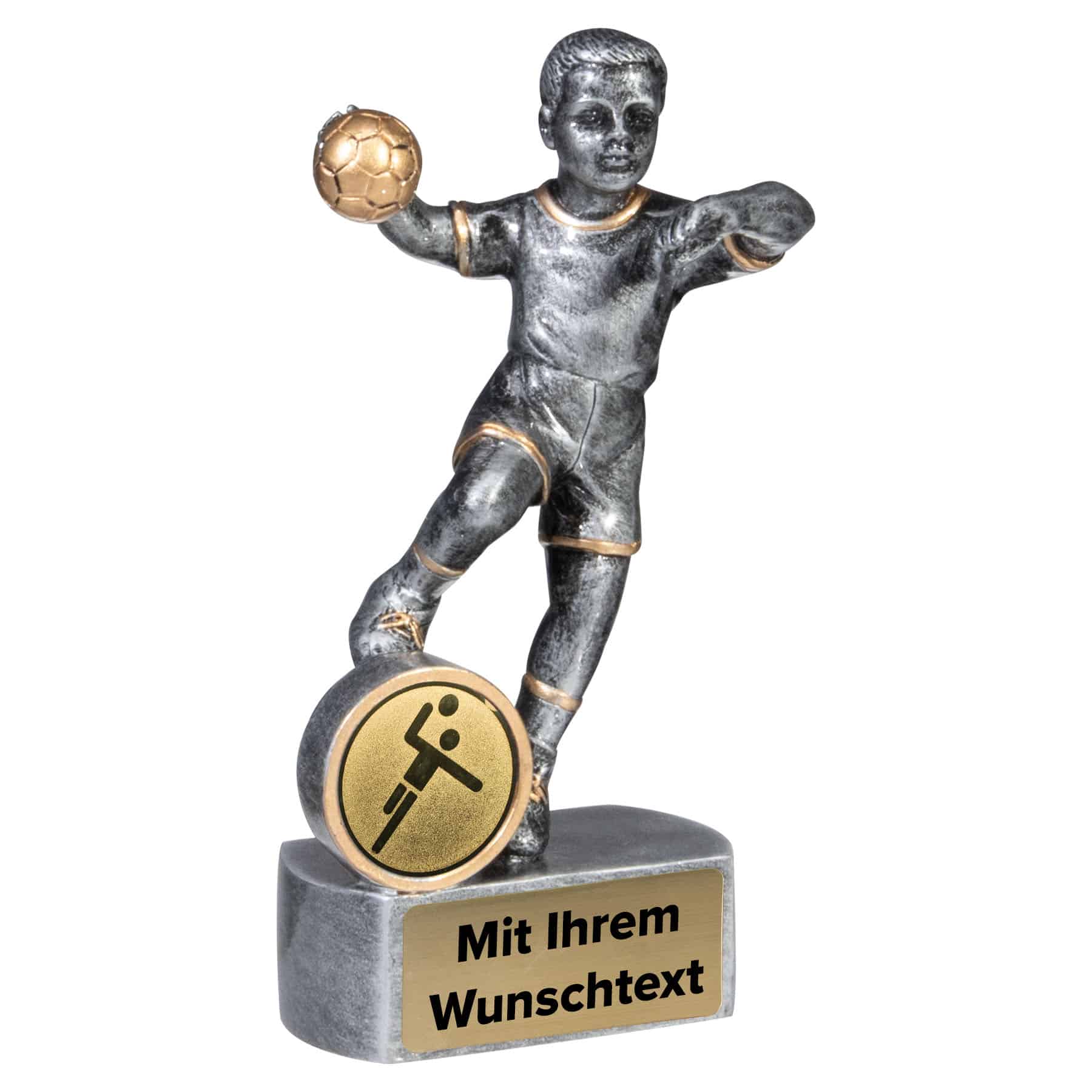 Trophäe Handball Kinder 39738 silber/gold