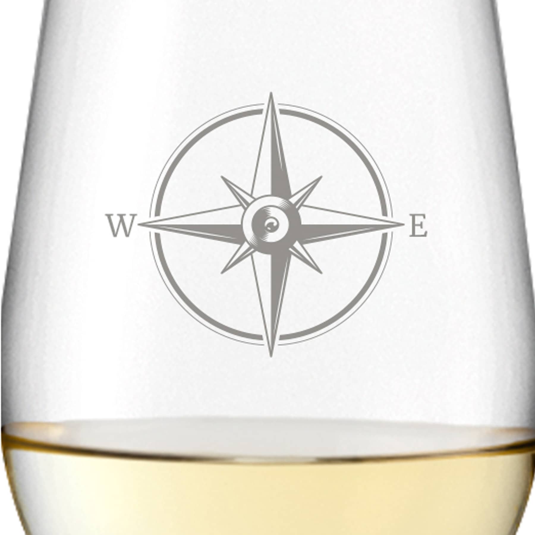 Leonardo Weißweinglas 370ml Ciao+ mit Motiv "Kompass" mit Name oder Wunschtext